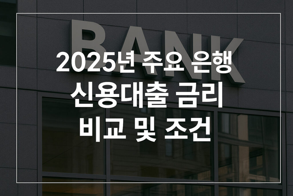 2025년 주요 은행 신용대출 금 비교 및 조건