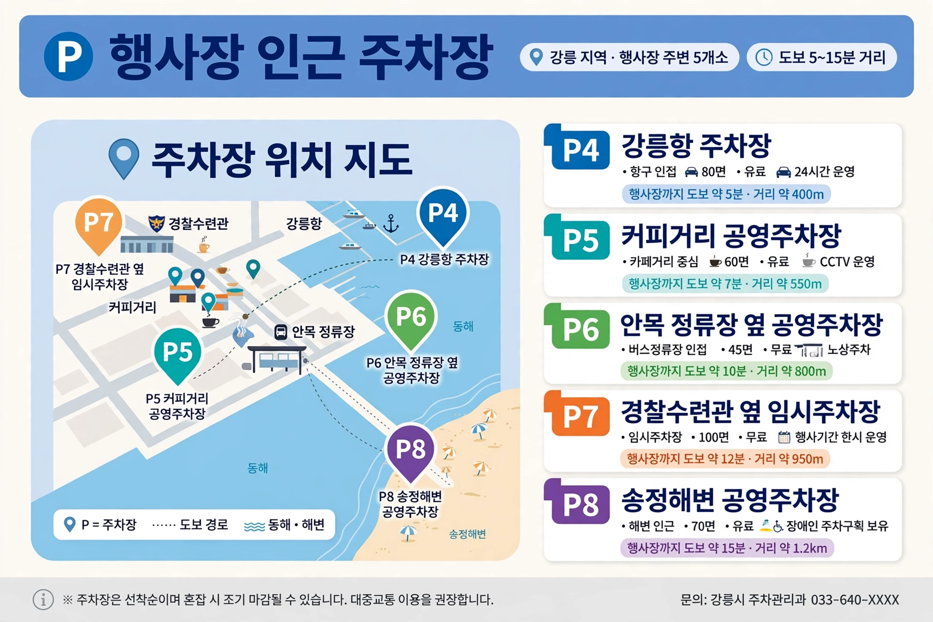 강릉 커피축제 인근 주차장 인포그래픽