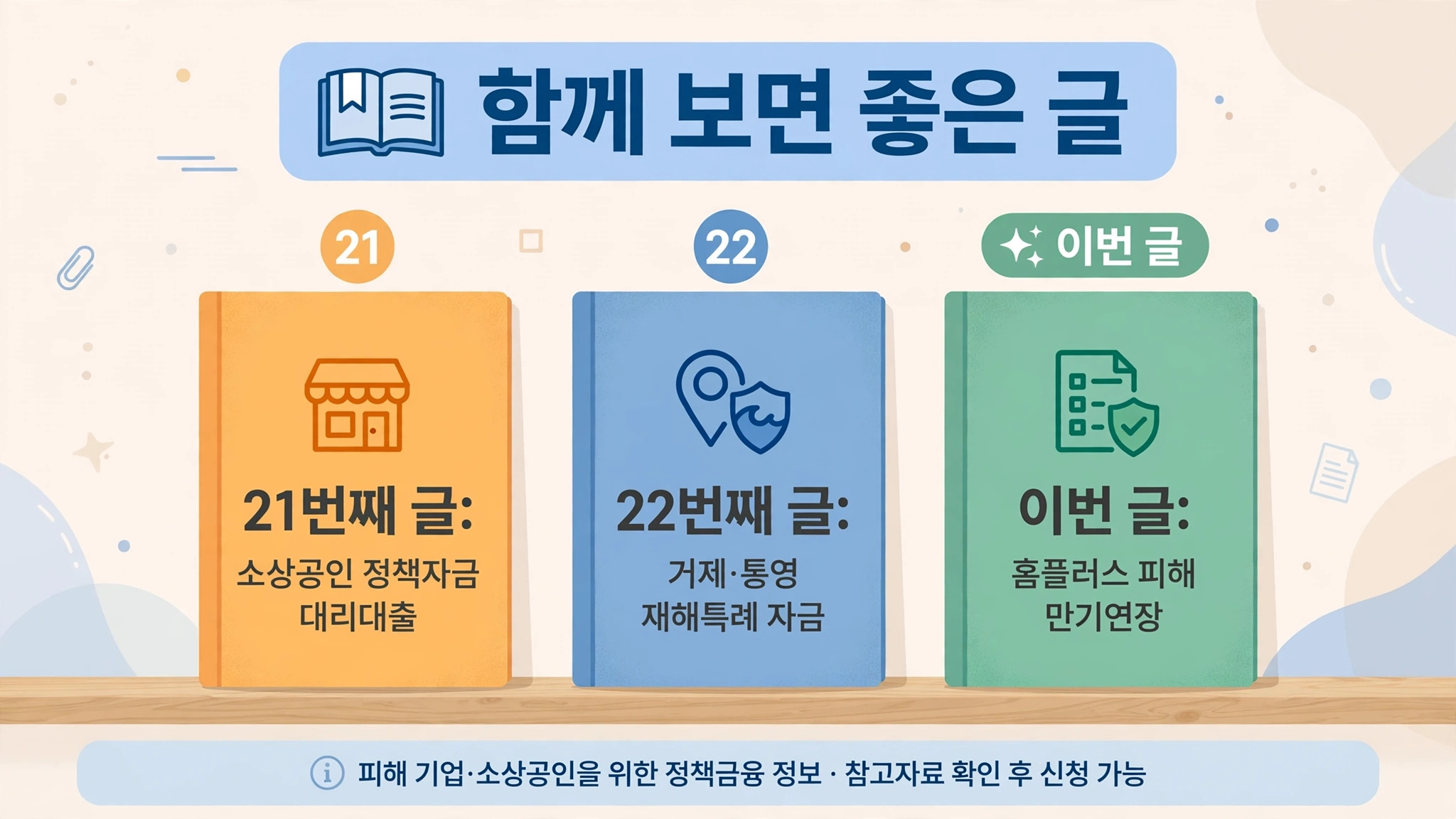 소상공인 정책자금 시리즈 글을 안내하는 인포그래픽