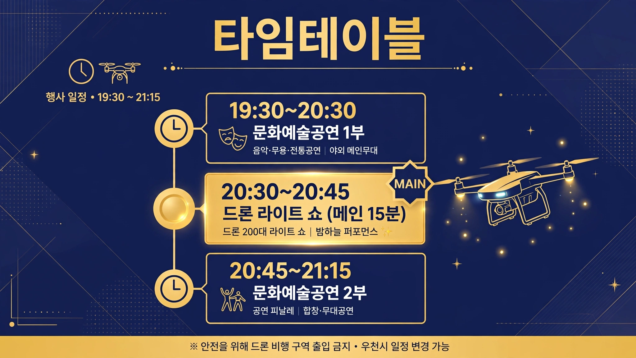 드론쇼 타임테이블 인포그래픽